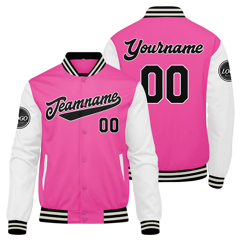 Custom Varsity Jacket Letterman jacket for Men, Women and Youth Pink enthsush