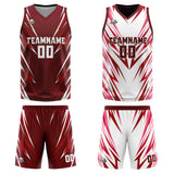 Custom Dark Red Reversible Basketball Suit for Adults and Kids Personalized Jersey