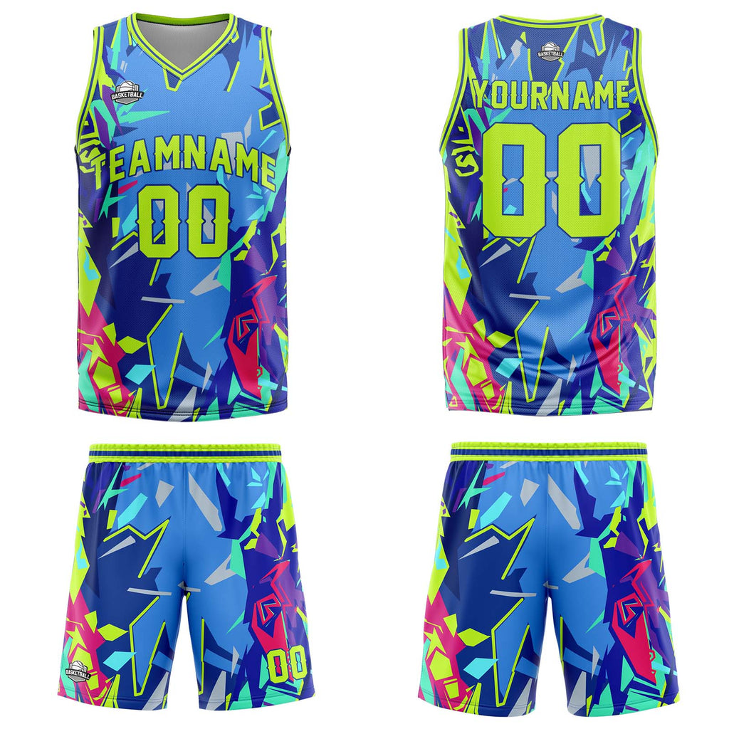 Custom Broken Neon Green Basketball Jersey Uniform Suit Printed Your Logo Name Number enthsush