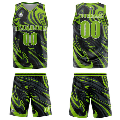 Custom Fluid Green Black Basketball Jersey Uniform Suit Printed Your Logo Name Number enthsush