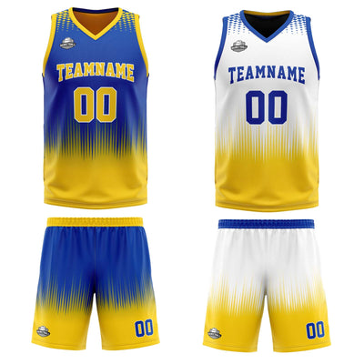 Custom Royal Yellow Reversible Basketball Suit for Adults and Kids Personalized Jersey enthsush