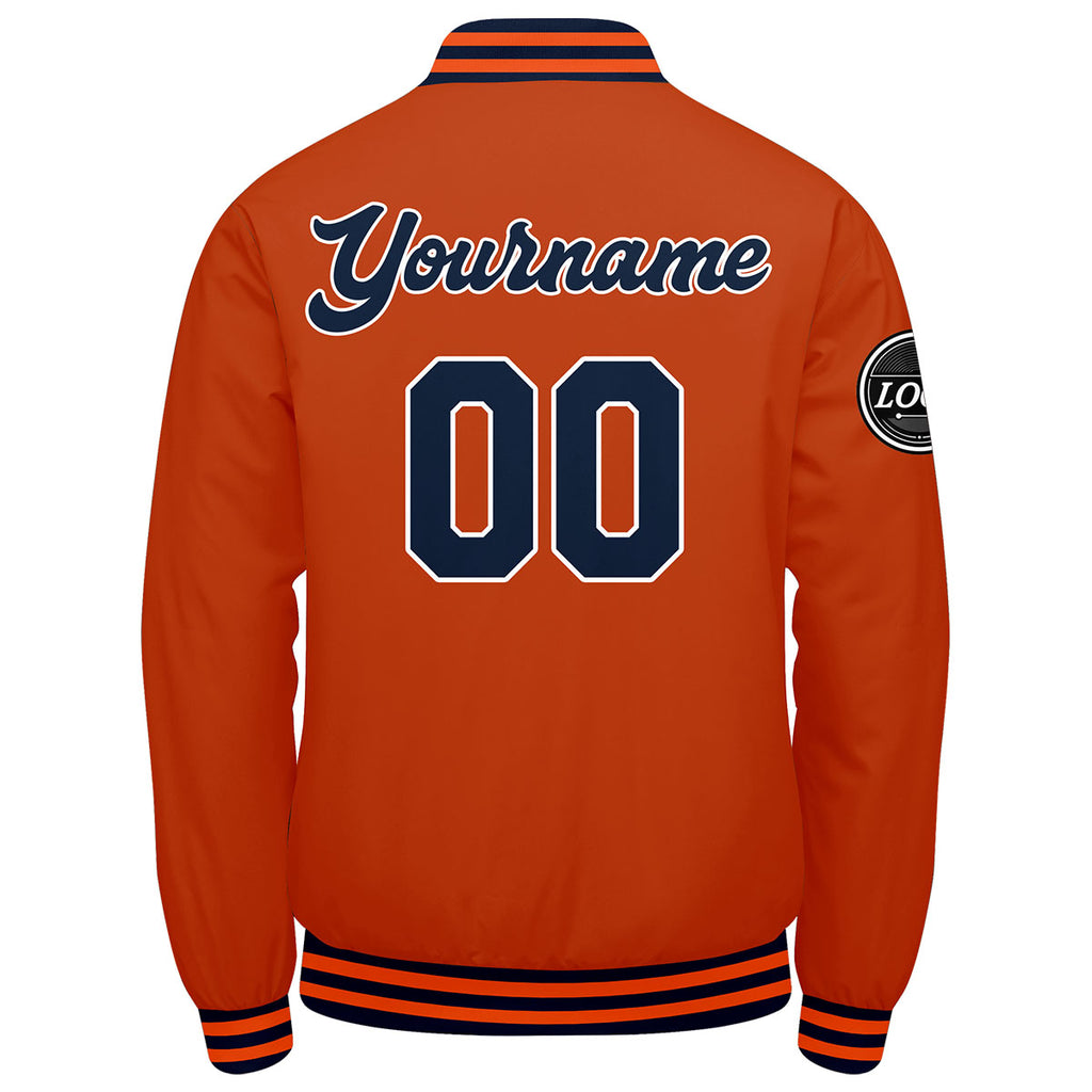 Custom Varsity Jacket Letterman jacket for Men, Women and Youth Navy Orange enthsush