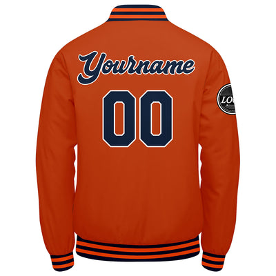 Custom Varsity Jacket Letterman jacket for Men, Women and Youth Navy Orange enthsush