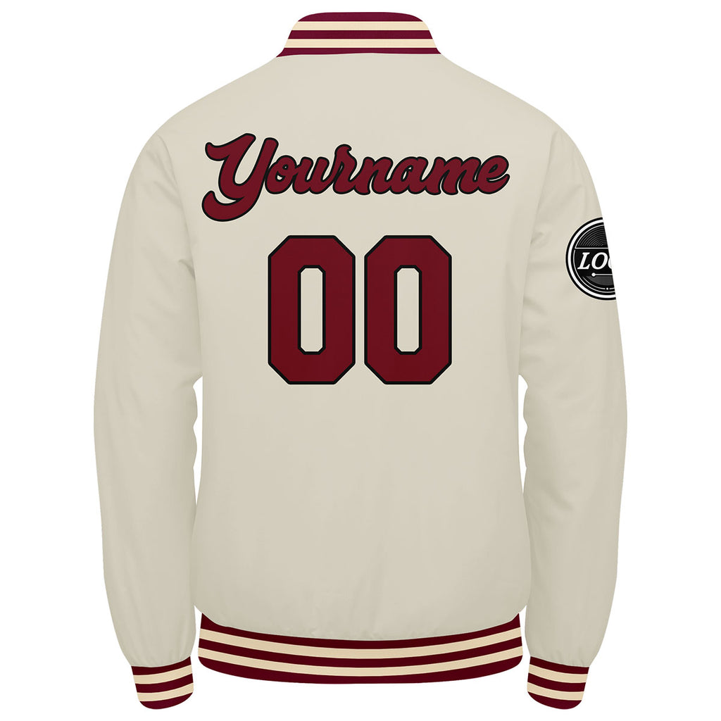 Custom Varsity Jacket Letterman jacket for Men, Women and Youth Crimson Cream enthsush