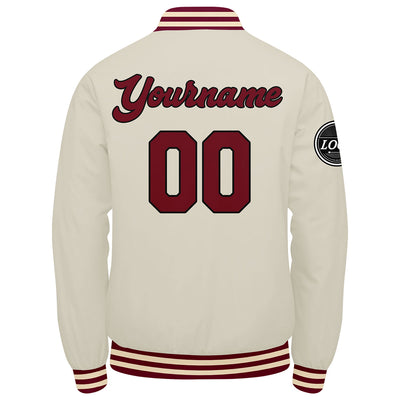 Custom Varsity Jacket Letterman jacket for Men, Women and Youth Crimson Cream enthsush
