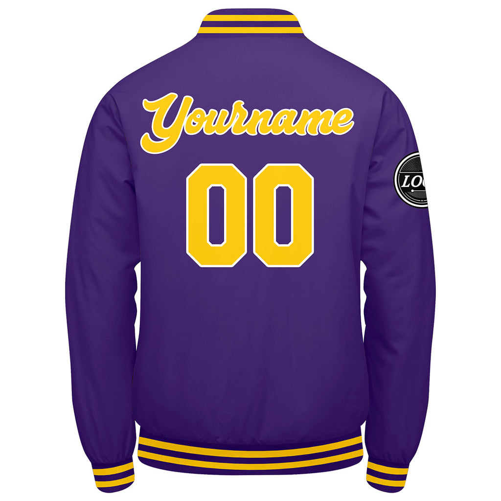 Custom Varsity Jacket Letterman jacket for Men, Women and Youth Purple Yellow enthsush