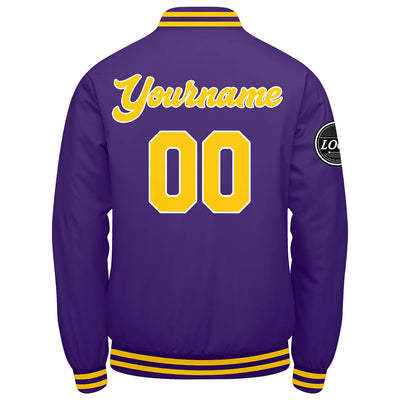 Custom Varsity Jacket Letterman jacket for Men, Women and Youth Purple Yellow enthsush