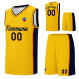 Custom basketball jersey shorts for men and women. Embroidered and printed name, number and logo Yellow