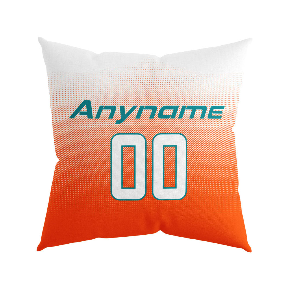 Custom Football Throw Pillow for Men Women Boy Gift Printed Your Personalized Name Number Orange&Aqua&White enthsush