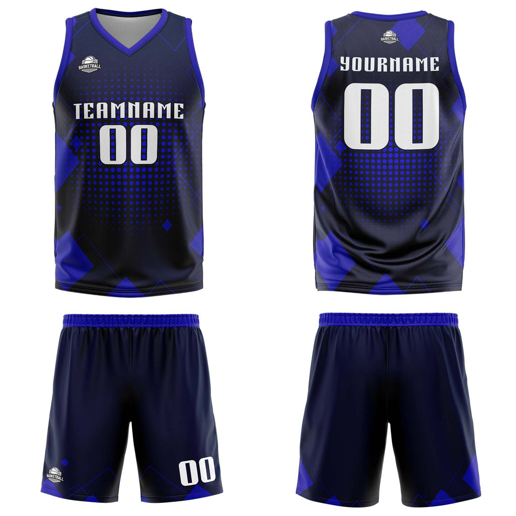Custom Geometry Royal Basketball Jersey Uniform Suit Printed Your Logo Name Number enthsush