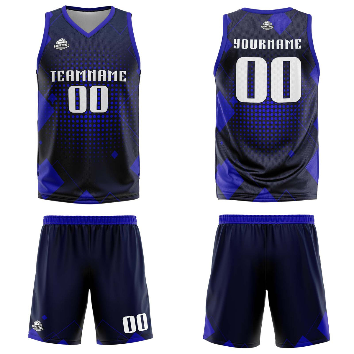 Custom Geometry Royal Basketball Jersey Uniform Suit Printed Your Logo Name Number enthsush