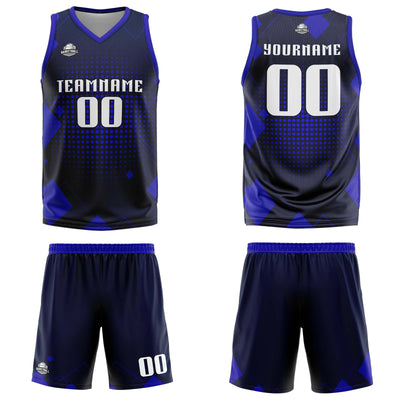 Custom Geometry Royal Basketball Jersey Uniform Suit Printed Your Logo Name Number enthsush