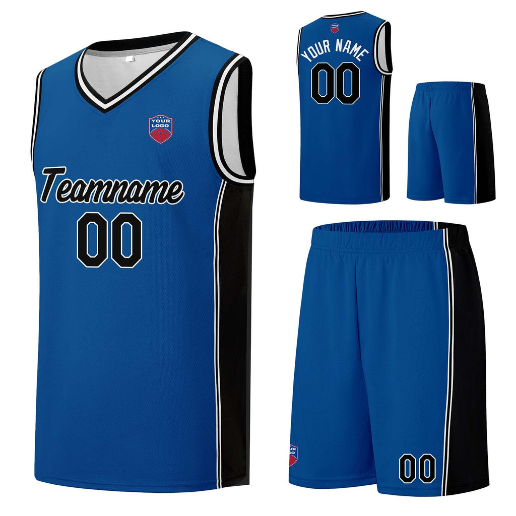 Custom basketball jersey shorts for men and women. Embroidered and printed name, number and logo Blue enthsush