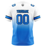 Custom White&Blue Gradient Football Jersey Personalized Football Shirts for Men Women  Printed Team Name Number Logo
