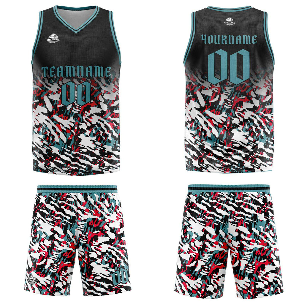 Custom Black Red Green Basketball Jersey Uniform Suit Printed Your Logo Name Number enthsush