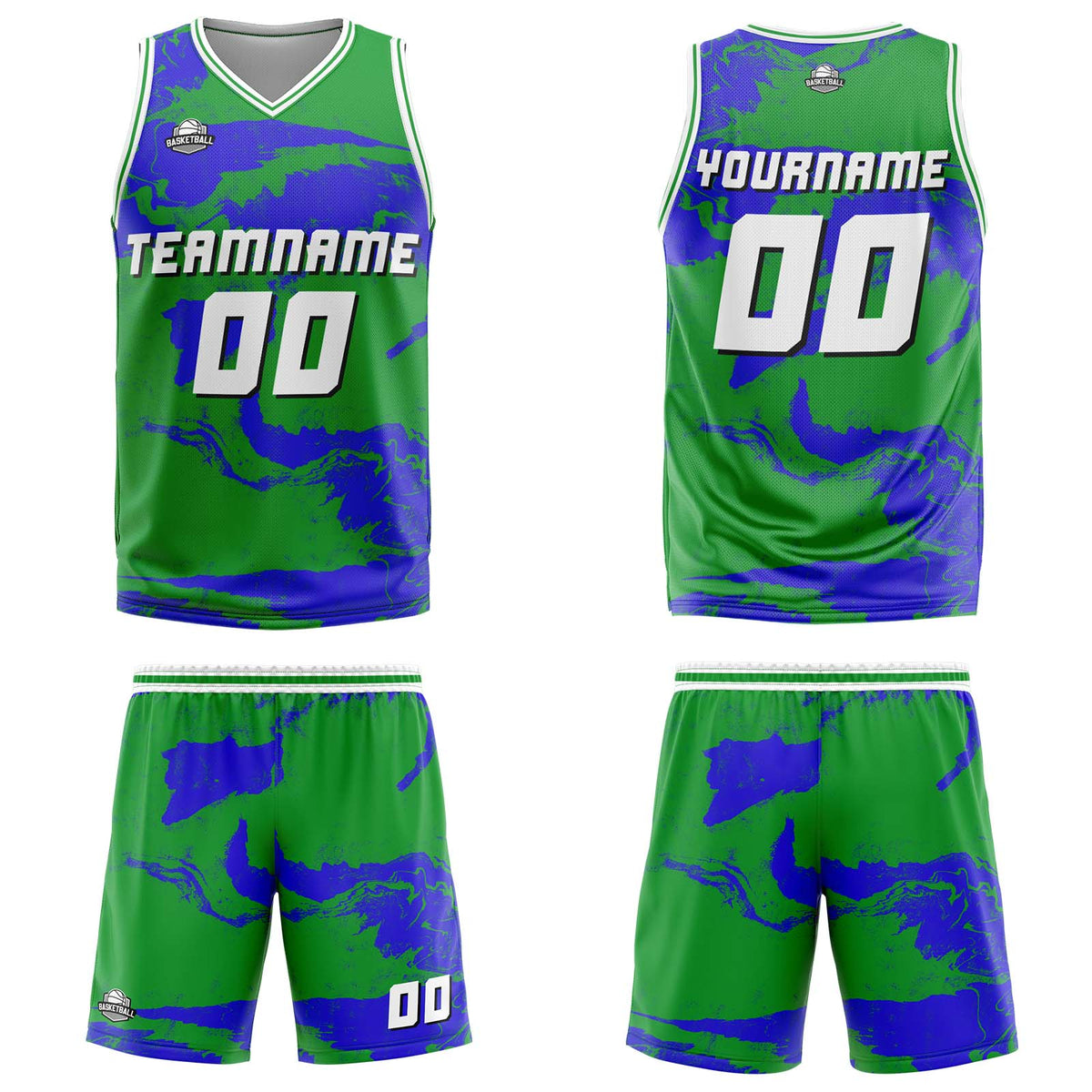 Custom Tie-dye Green Blue Basketball Jersey Uniform Suit Printed Your Logo Name Number enthsush