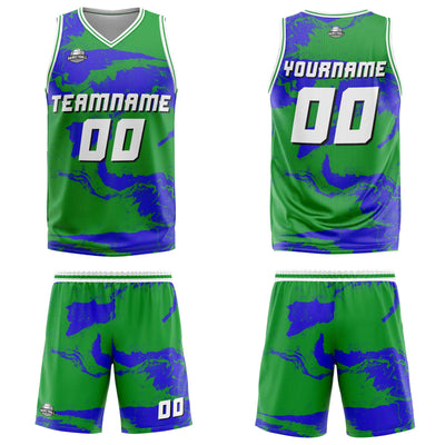 Custom Tie-dye Green Blue Basketball Jersey Uniform Suit Printed Your Logo Name Number enthsush