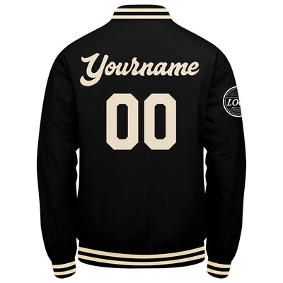 Custom Varsity Jacket Letterman jacket for Men, Women and Youth Black Cream enthsush