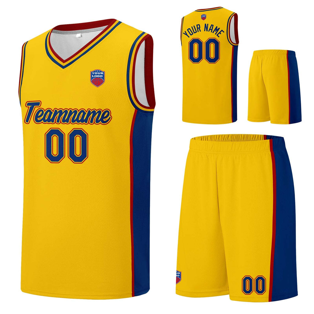 Custom basketball jersey shorts for men and women. Embroidered and printed name, number and logo Yellow enthsush