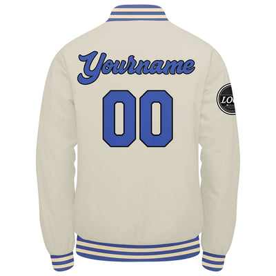 Custom Varsity Jacket Letterman jacket for Men, Women and Youth Cream Blue enthsush