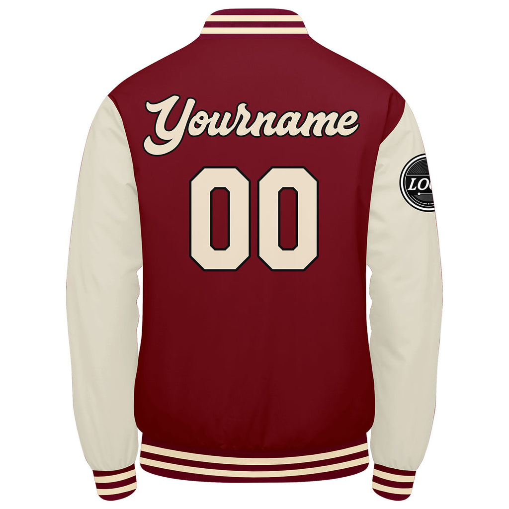 Custom Varsity Jacket Letterman jacket for Men, Women and Youth Crimson Cream enthsush