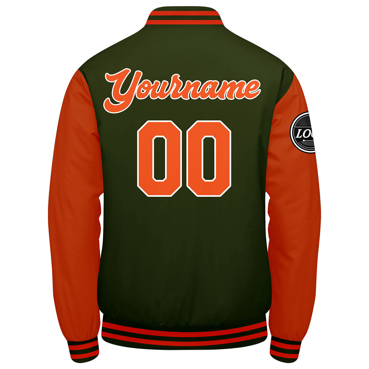 Custom Varsity Jacket Letterman jacket for Men, Women and Youth Olive green Orange enthsush