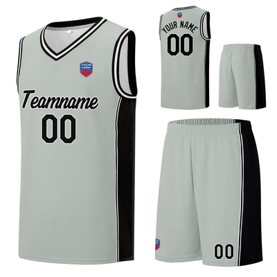 Custom basketball jersey shorts for men and women. Embroidered and printed name, number and logo Grey enthsush