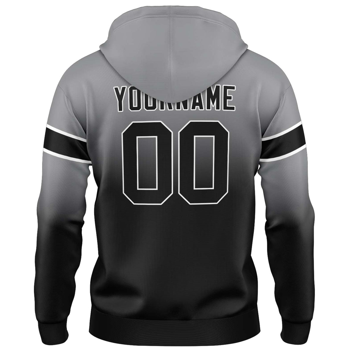Custom Gradient Sweatshirt Hoodie For Man Woman Girl Boy Print Your Logo Name Number Grey&Black enthsush