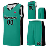 Custom basketball jersey shorts for men and women. Embroidered and printed name, number and logo Light Green&Black