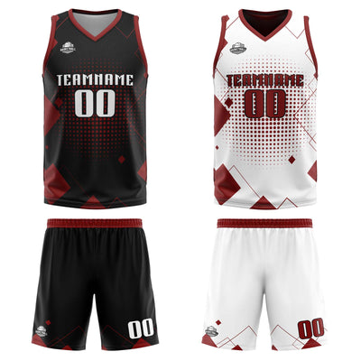 Custom Red Reversible Basketball Suit for Adults and Kids Personalized Jersey enthsush