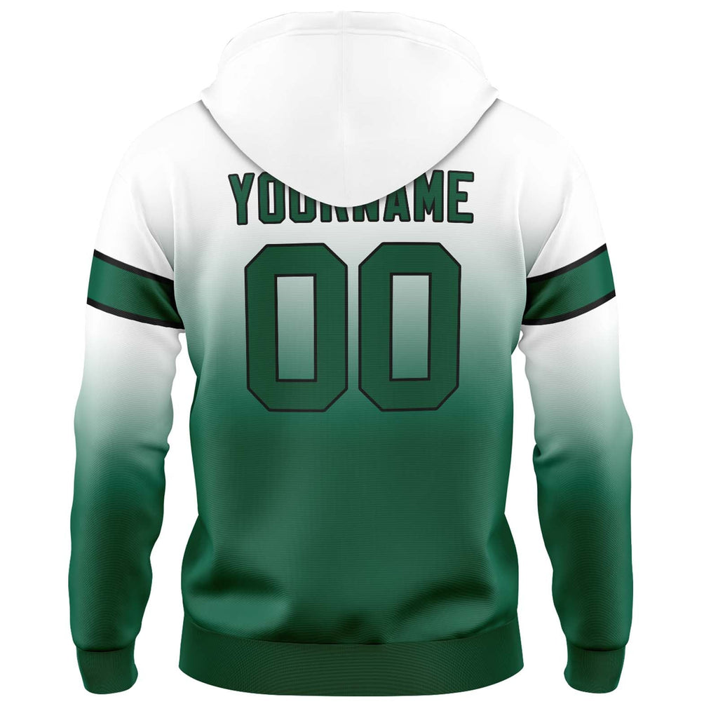Custom Gradient Hoodie For Man Woman Girl Boy Print Your Logo Name Number White&Green enthsush