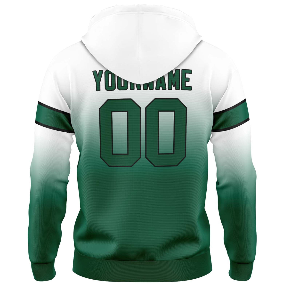 Custom Gradient Hoodie For Man Woman Girl Boy Print Your Logo Name Number White&Green enthsush