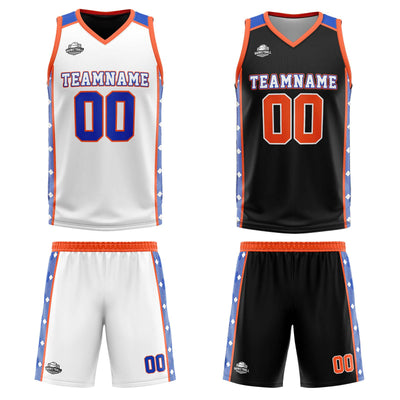 Custom Royal Orange Reversible Basketball Suit for Adults and Kids Personalized Jersey enthsush