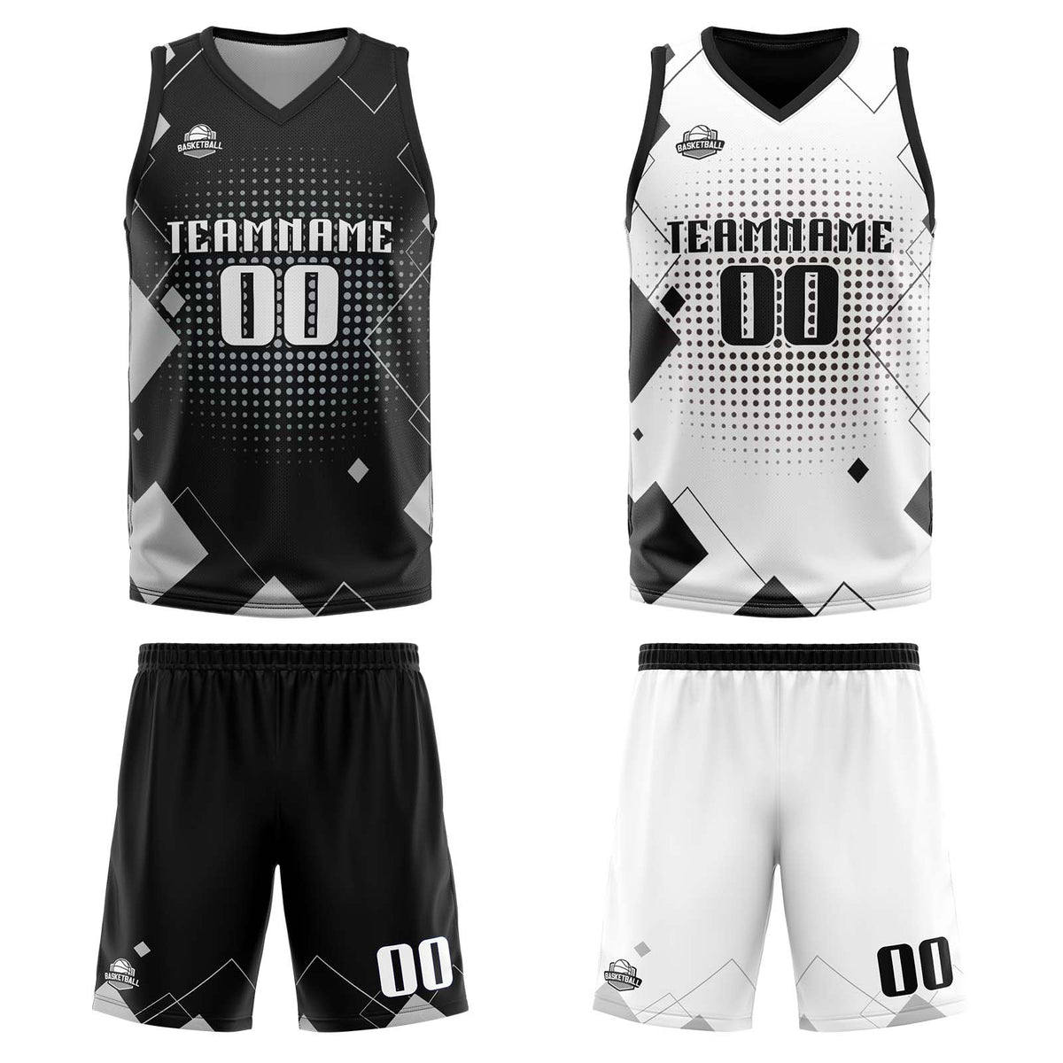 Custom Grey Reversible Basketball Suit for Adults and Kids Personalized Jersey enthsush