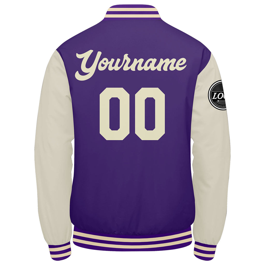 Custom Varsity Jacket Letterman jacket for Men, Women and Youth Purple Cream enthsush