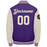 Custom Varsity Jacket Letterman jacket for Men, Women and Youth Purple Cream