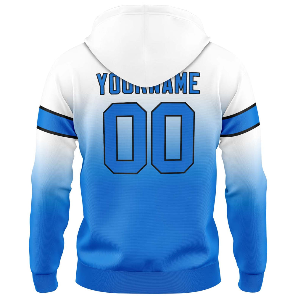 Custom Gradient Hoodie For Man Woman Girl Boy Print Your Logo Name Number White&Blue enthsush
