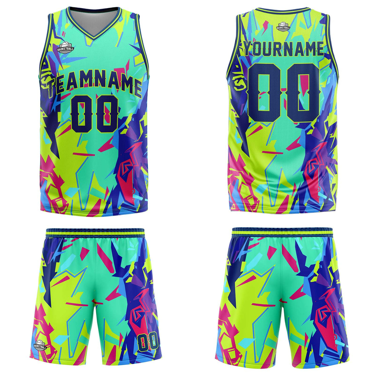 Custom Broken Green Basketball Jersey Uniform Suit Printed Your Logo Name Number enthsush