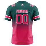 Custom Dark Green Pink Gradient Football Jersey Personalized Football Shirts for Men Women  Printed Team Name Number Logo