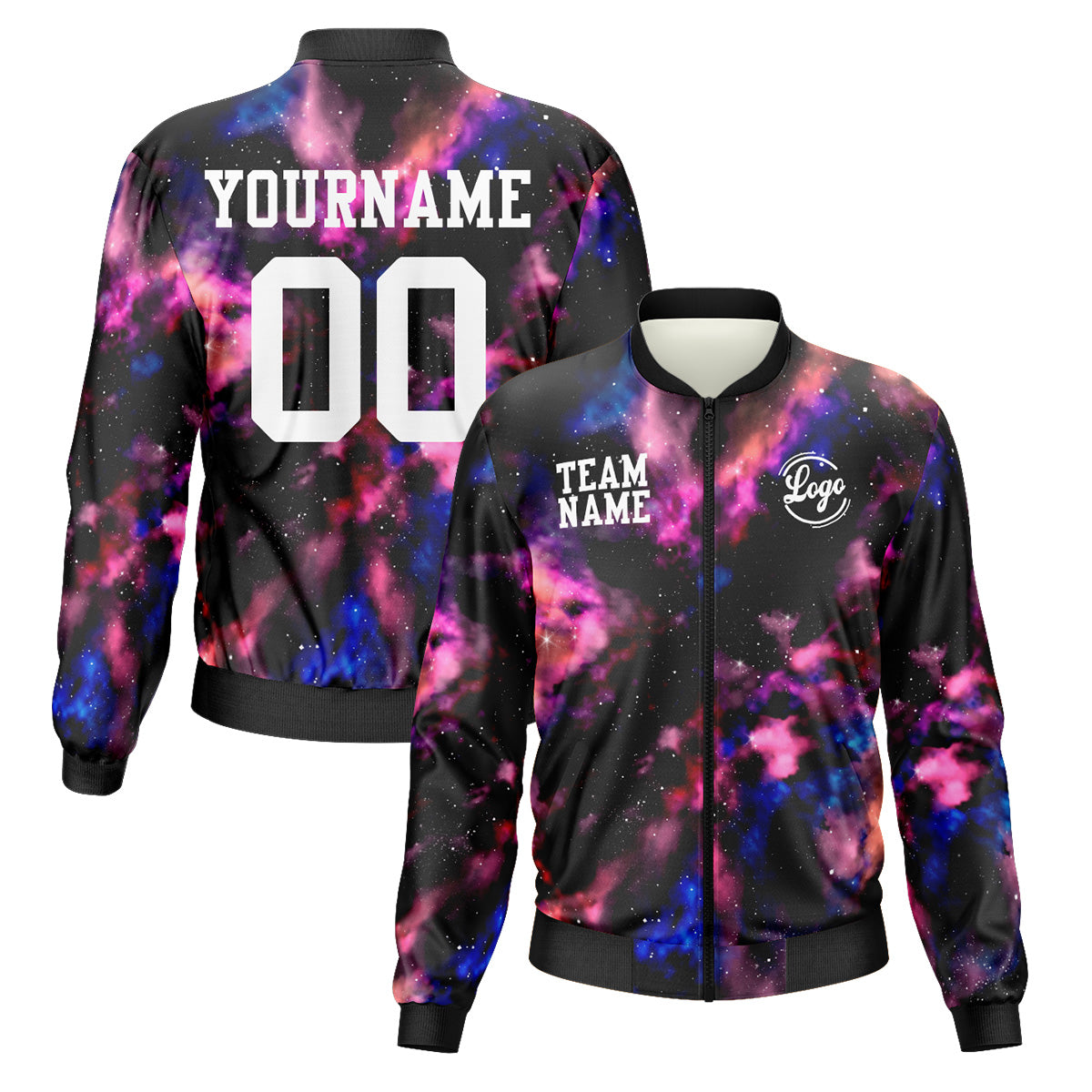 Custom Long Sleeve Windbreaker Jackets Uniform Printed Your Logo Name Number Nebula enthsush