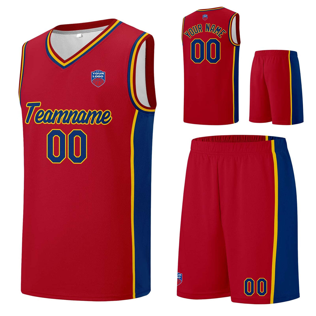 Custom basketball jersey shorts for men and women. Embroidered and printed name, number and logo Red enthsush