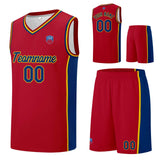 Custom basketball jersey shorts for men and women. Embroidered and printed name, number and logo Red