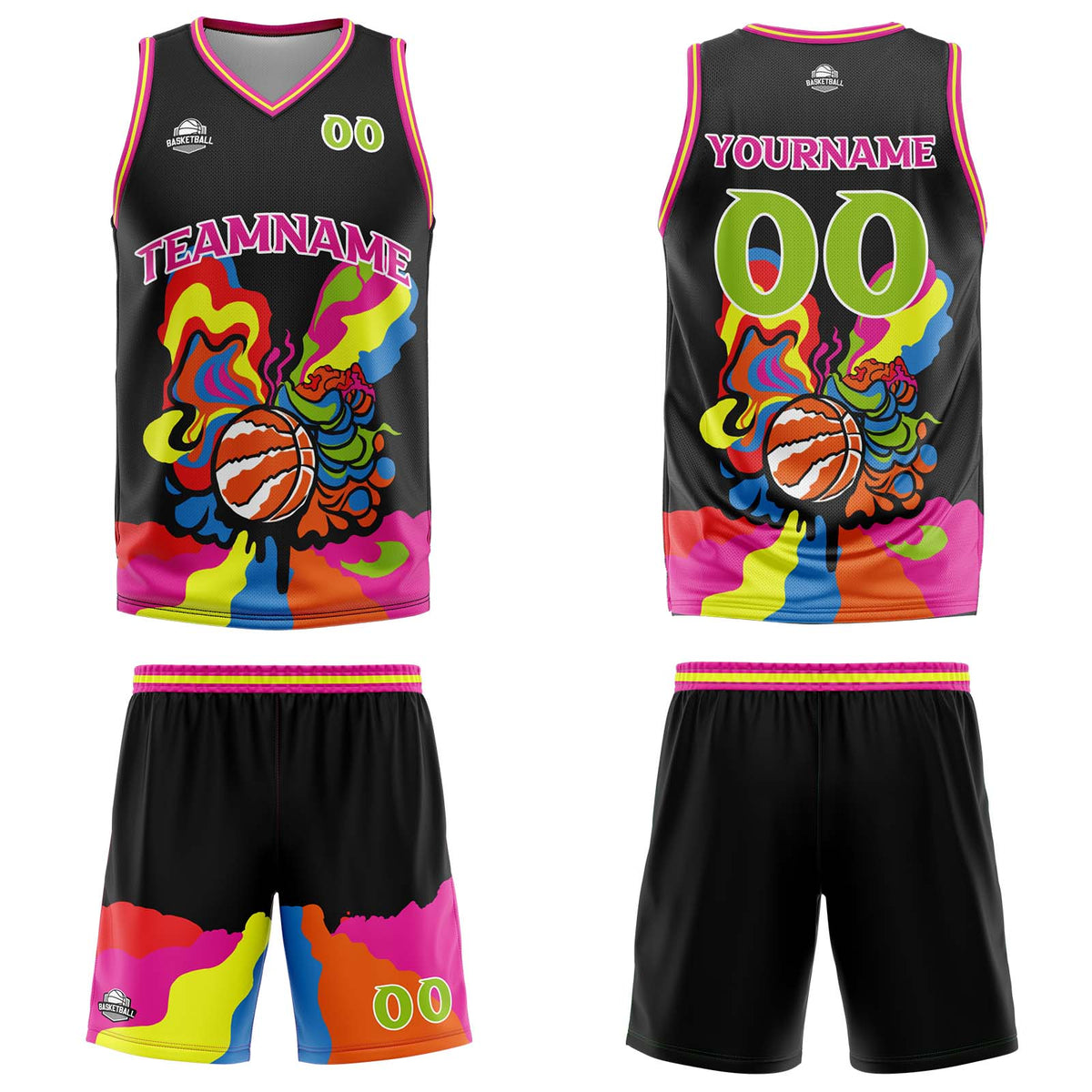 Custom Black Basketball Jersey Uniform Suit Printed Your Logo Name Number enthsush