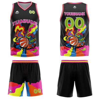 Custom Black Basketball Jersey Uniform Suit Printed Your Logo Name Number enthsush