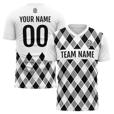 Custom Soccer Jerseys for Men Women Personalized Soccer Uniforms for Adult and Kid White-Black enthsush