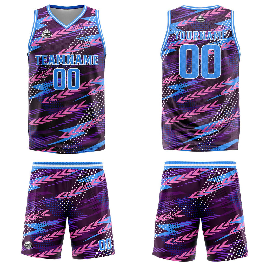 Custom Pink Blue Basketball Jersey Uniform Suit Printed Your Logo Name Number enthsush