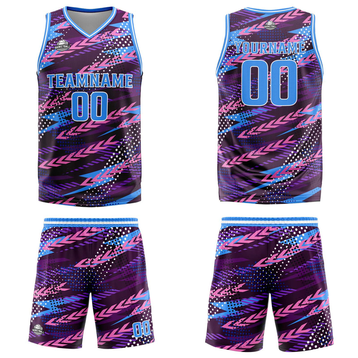 Custom Pink Blue Basketball Jersey Uniform Suit Printed Your Logo Name Number enthsush