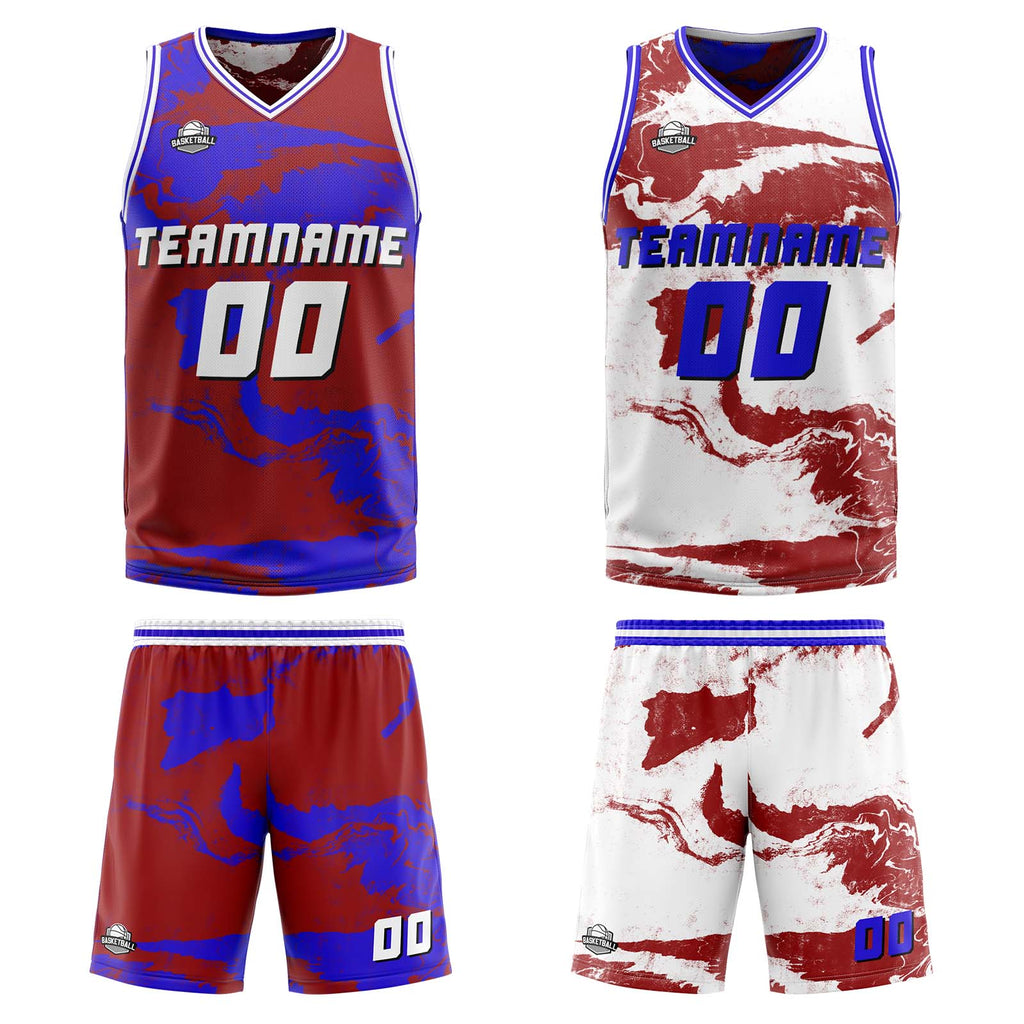 Custom Red Royal Reversible Basketball Suit for Adults and Kids Personalized Jersey enthsush