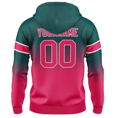 Custom Gradient Sweatshirt Hoodie For Man Woman Girl Boy Print Your Logo Name Number Dark Green&Pink enthsush