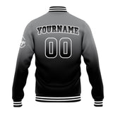 Custom Gradient Varsity Jacket Letterman jacket for Men, Women and Youth Grey&Black